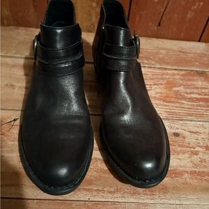 Born Black Leather Ankle Boots with Buckle